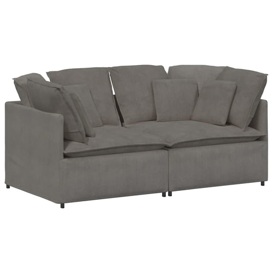 Modulares Sofa mit Kissen Cordstoff Hellgrau