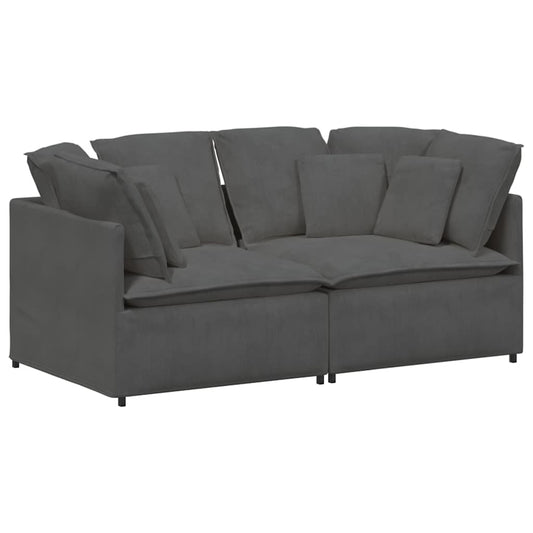 Modulares Sofa mit Kissen Cordstoff Dunkelgrau