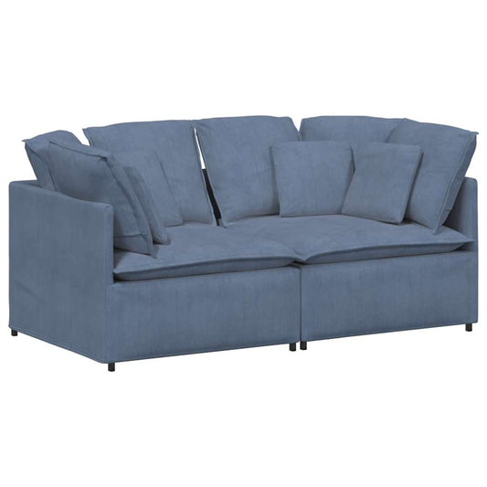 Modulares Sofa mit Kissen Cordstoff Blau