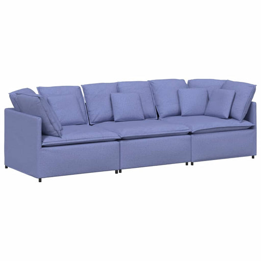 Modulares Sofa mit Kissen Stoff Jeansblau