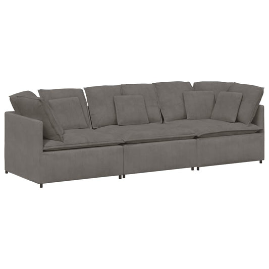 Modulares Sofa mit Kissen Cordstoff Hellgrau