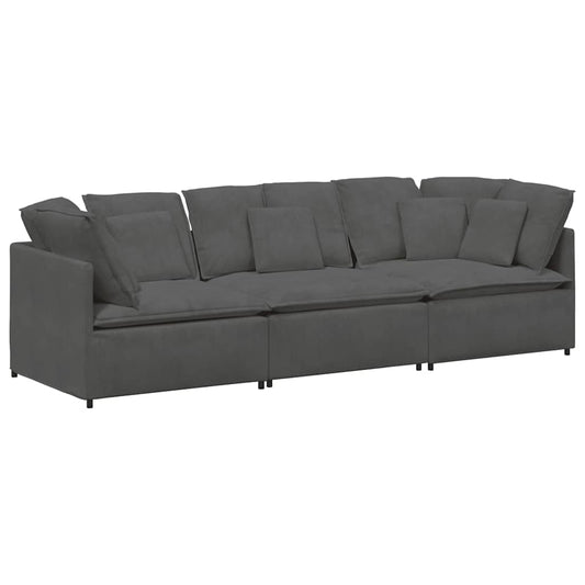 Modulares Sofa mit Kissen Cordstoff Dunkelgrau