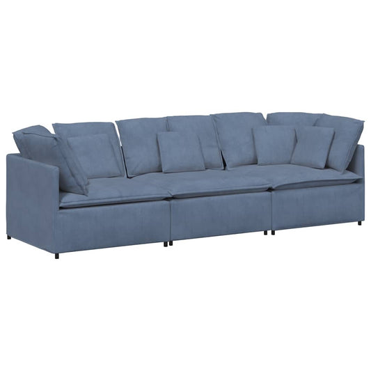 Modulares Sofa mit Kissen Cordstoff Blau