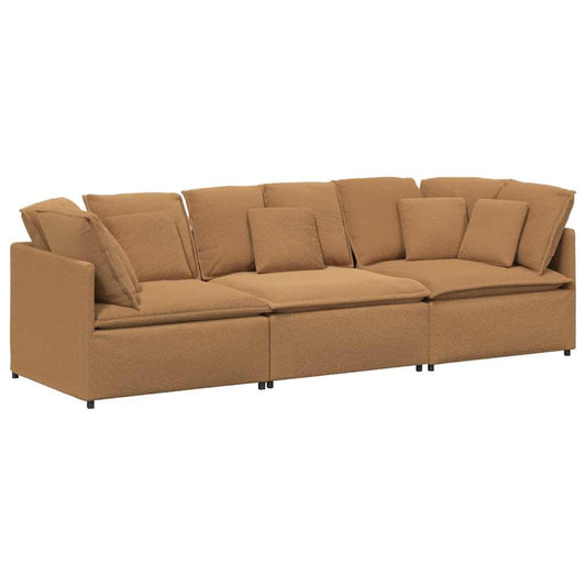 Modulares Sofa mit Kissen Stoff in Lammwolloptik Beige