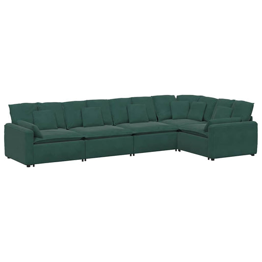 Modulares Sofa mit Kissen Samt Dunkelgrün