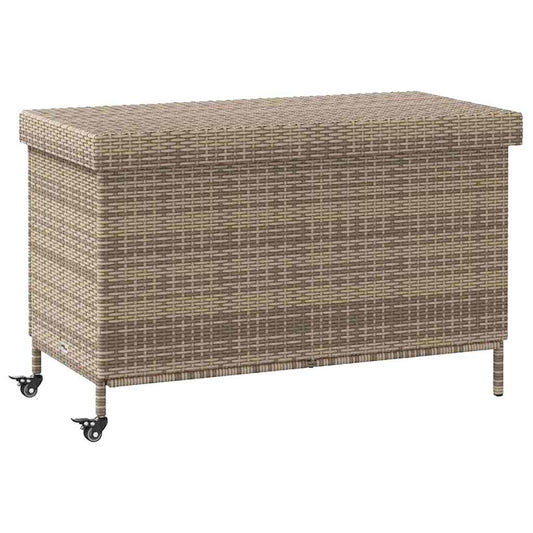 Havekiste med hjul Grå 110x55x73 cm Poly Rattan