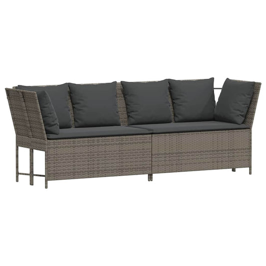 Gartensofa mit Kissen Grau Poly Rattan