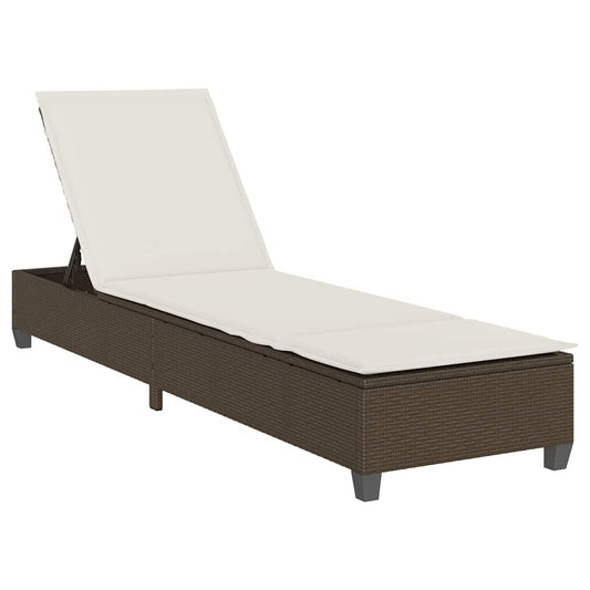 Sonnenliege mit Auflagen Braun 55x200x25,5cm Poly Rattan