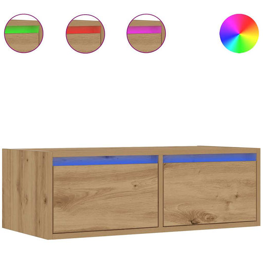 TV-Schrank mit LED-Leuchten Artisan-Eiche 75x35,5x25 cm
