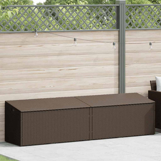 Garten-Auflagenbox Braun 220x50x58 cm Poly Rattan