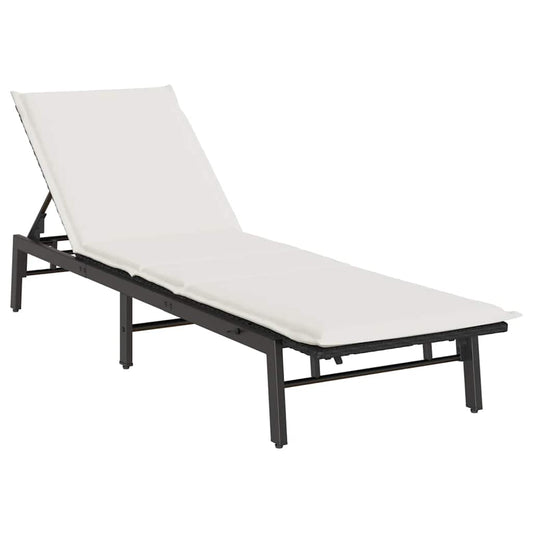 Sonnenliege mit Auflage Schwarz Poly-Rattan
