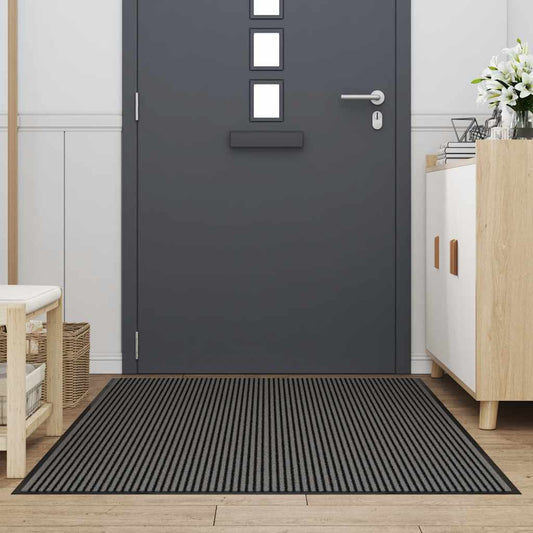 Dørmåtte Stripes Sort og Grå 115x200 cm