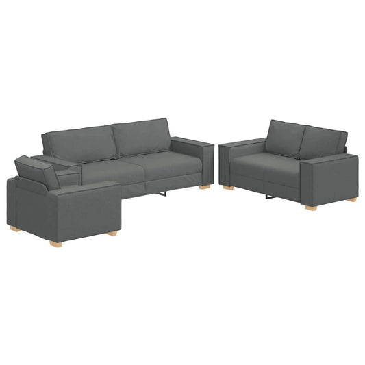 Sofa 3 pcs Dunkelgrau Stoff