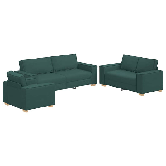 Sofa Set 3 pcs Dunkelgrün Stoff
