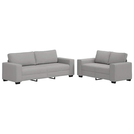 2-teiliges Sofa-Set mit Kissen, wolkengrauer Stoff