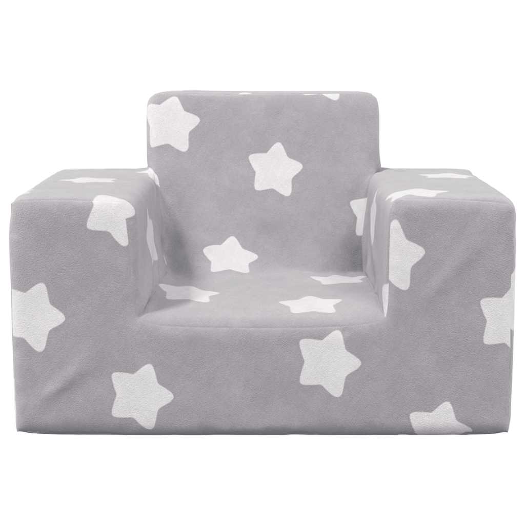 Børnesofa lysegrå med Stars Soft Plush