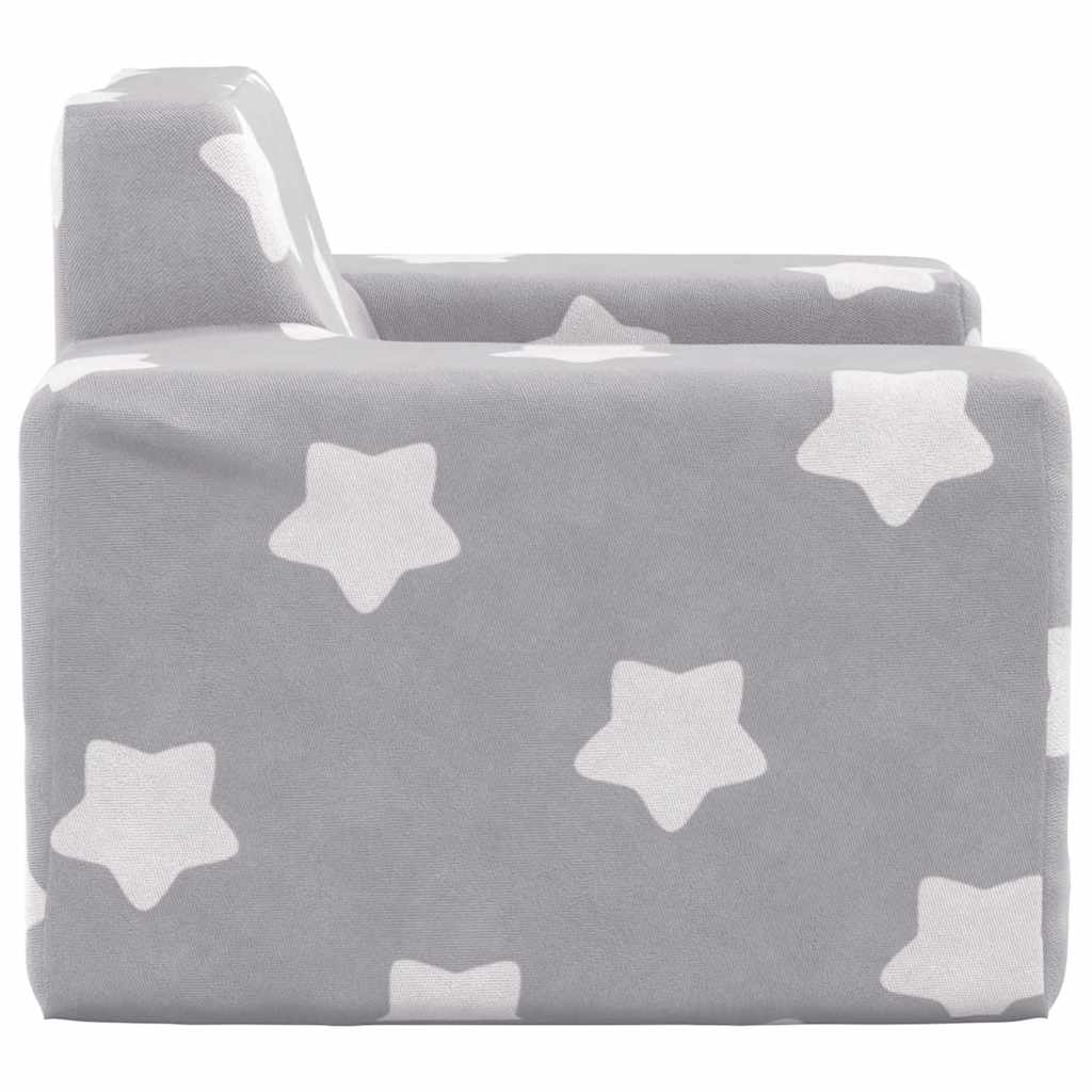 Børnesofa lysegrå med Stars Soft Plush