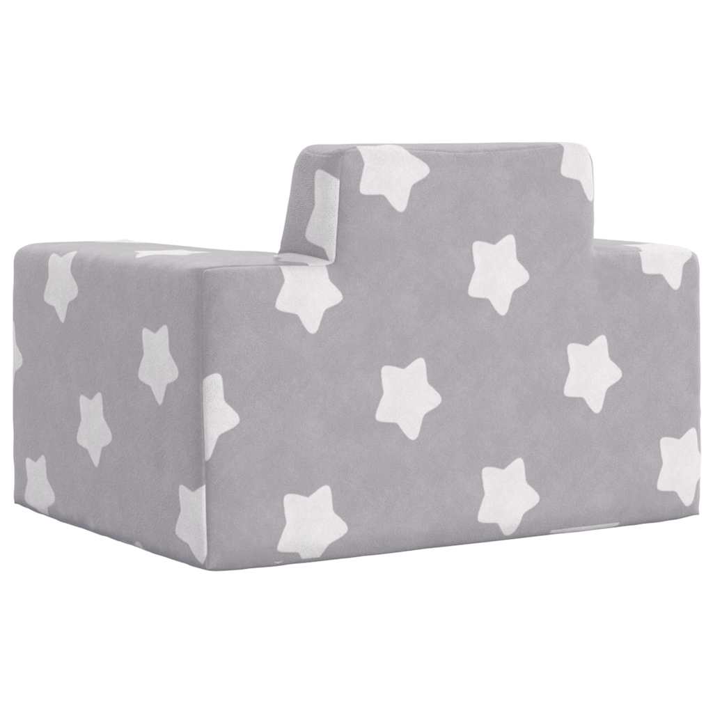 Børnesofa lysegrå med Stars Soft Plush