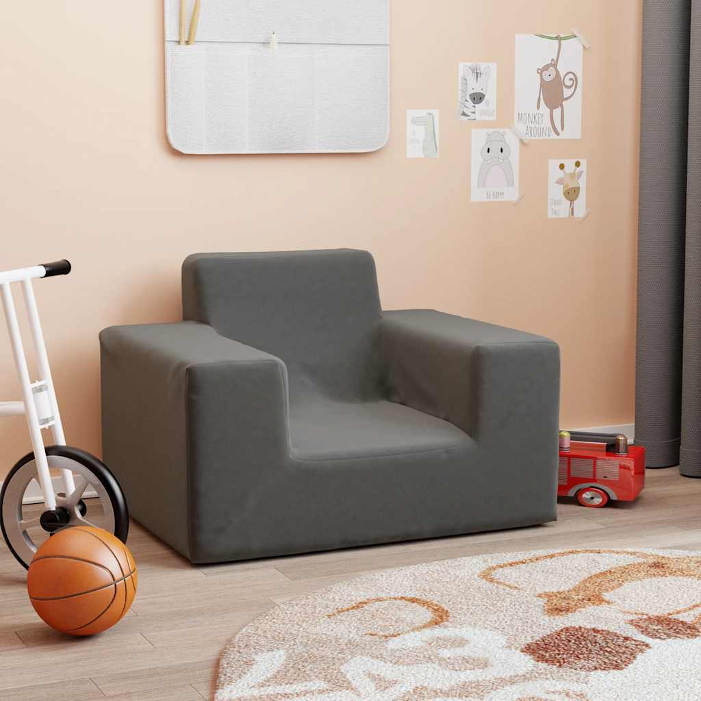 Børnesofa Antracit blød plys