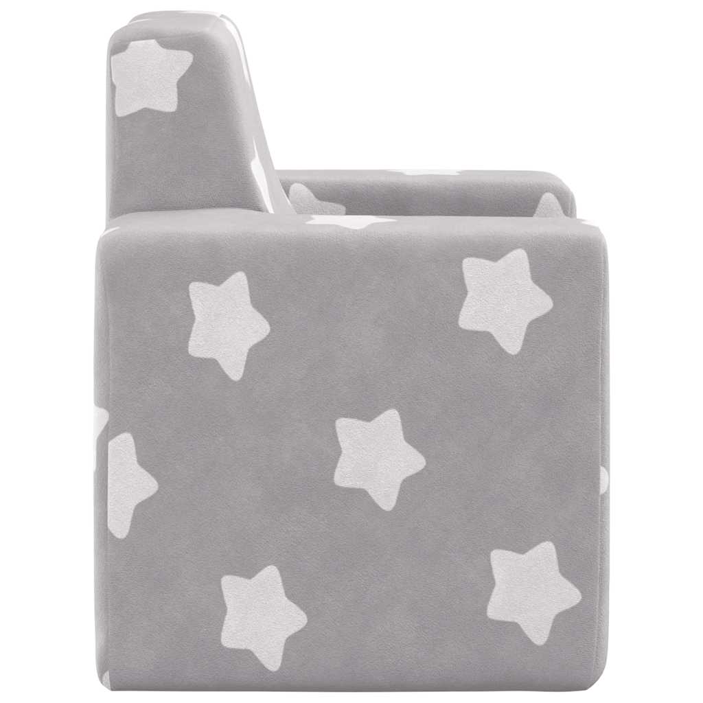 Børnesofa lysegrå med Stars Soft Plush