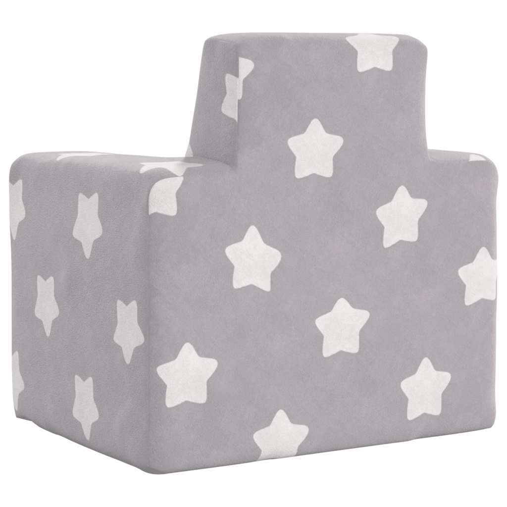Børnesofa lysegrå med Stars Soft Plush