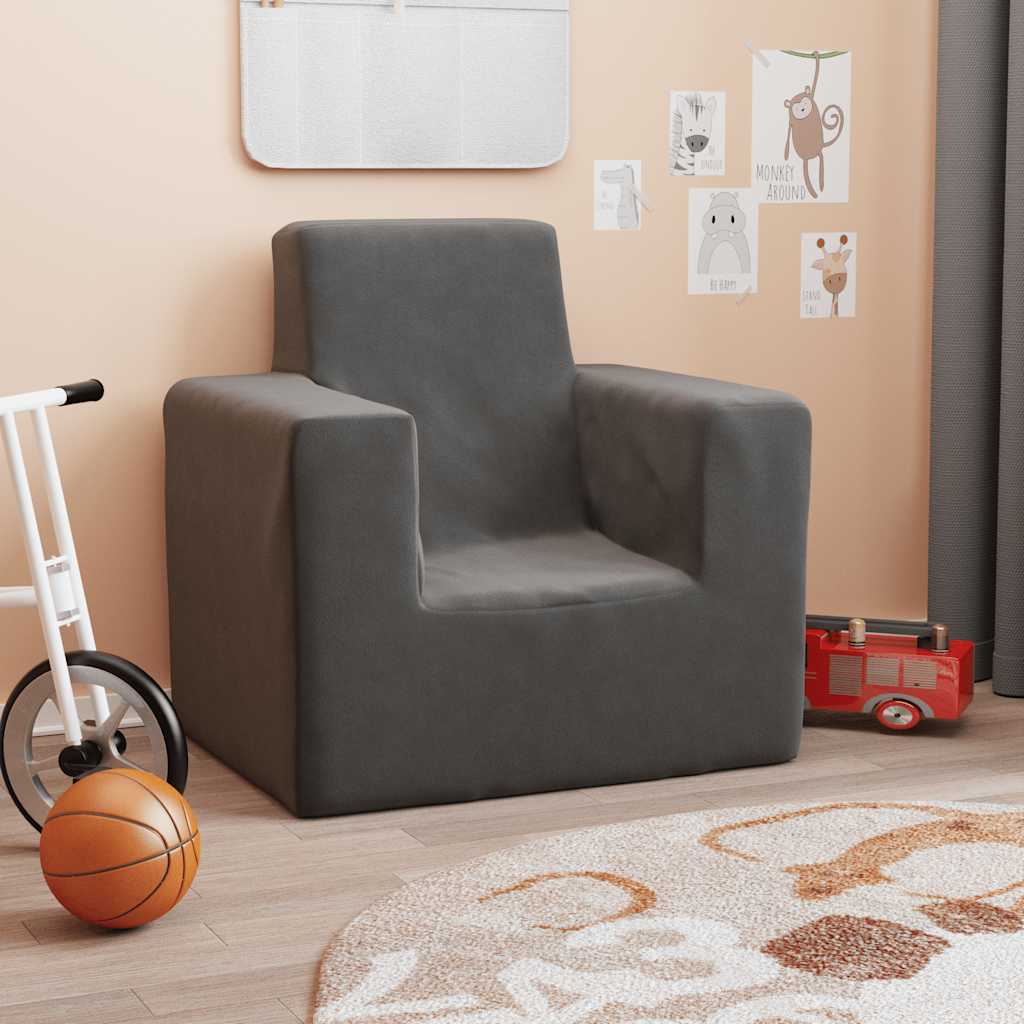 Børnesofa Antracit blød plys