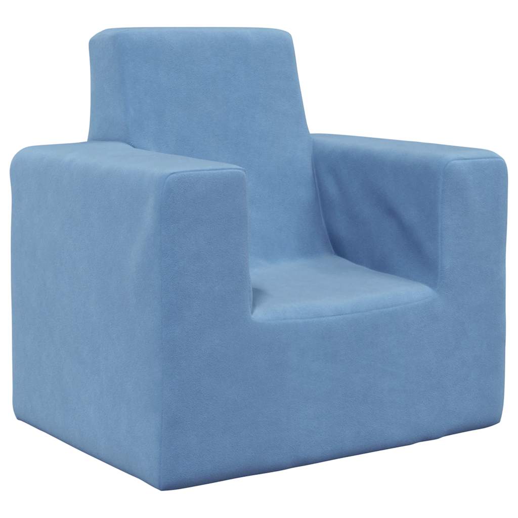 Børnesofa blå blød plys