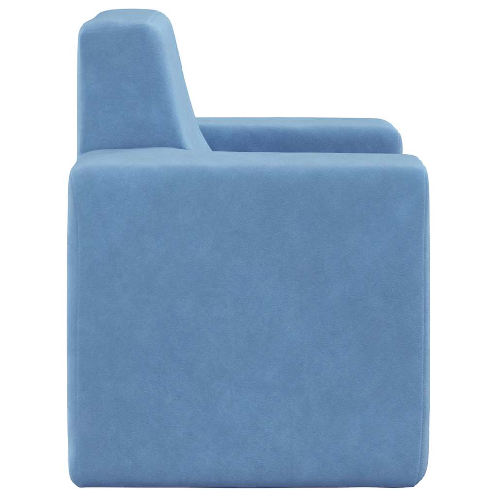 Børnesofa blå blød plys
