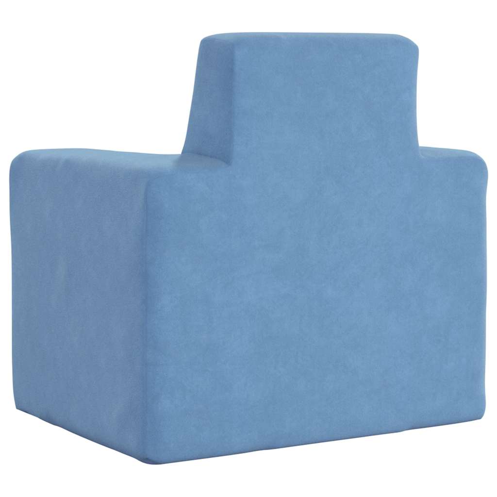 Børnesofa blå blød plys