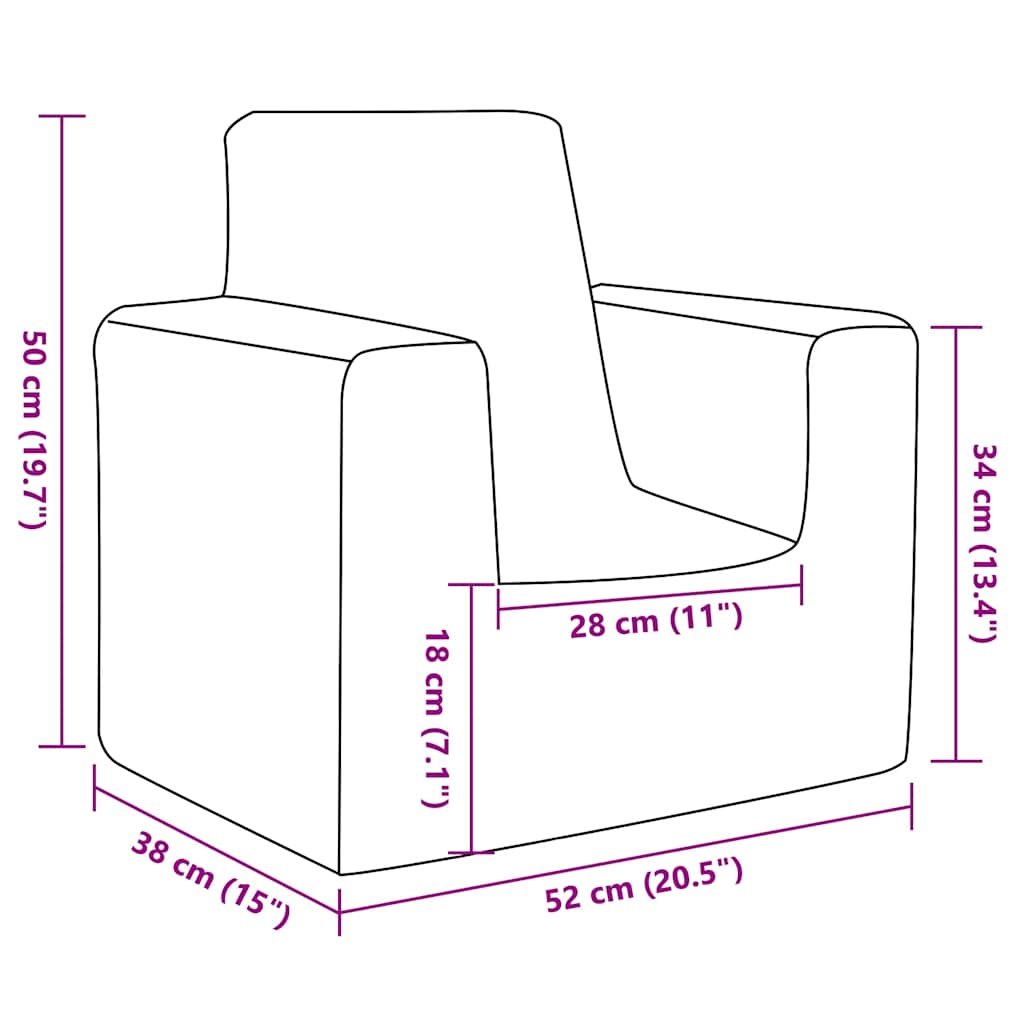 Børnesofa blå blød plys