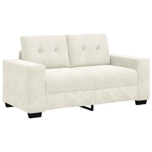 | Zweisitzer-Sofa | mit Kissen Creme Samt