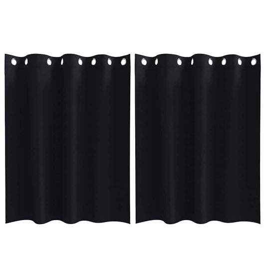 Verdunkelungs-Vorhänge mit Ringen 2 pcs Schwarz 140 x 140 cm