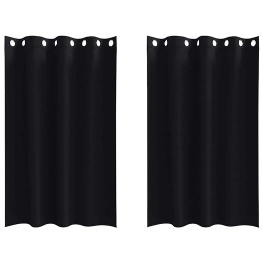Verdunkelungs-Vorhänge mit Ringen 2 pcs Schwarz 175 x 140 cm