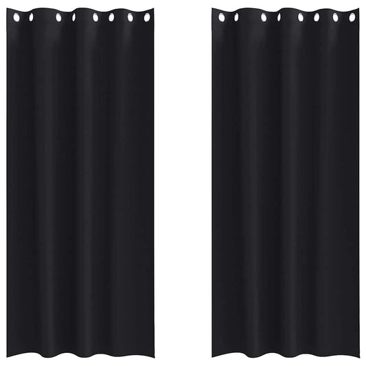 Verdunkelungs-Vorhänge mit Ringen 2 pcs Schwarz 245 x 140 cm