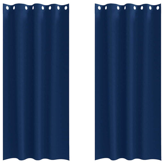 Verdunkelungs-Vorhänge mit Ringen 2 pcs Dunkelblau 260 x 140 cm