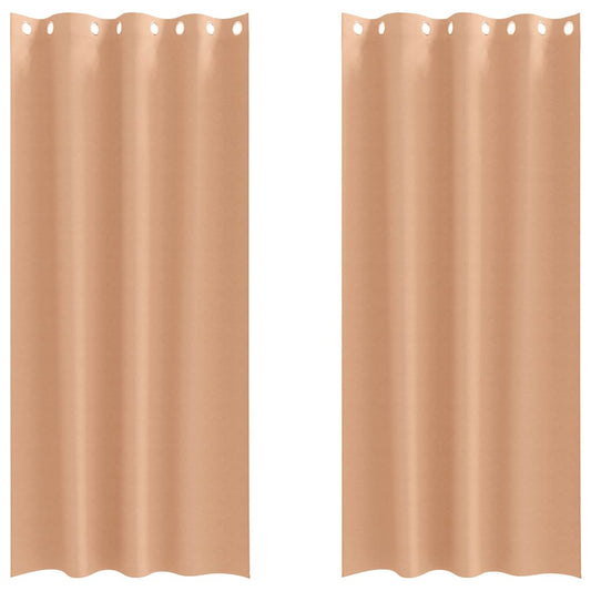 Verdunkelungs-Vorhänge mit Ringen 2 pcs Hellbraun 225 x 140 cm