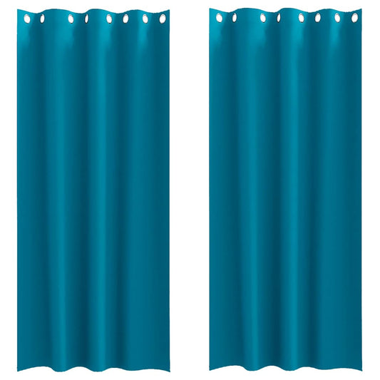 Verdunkelungs-Vorhänge mit Ringen 2 pcs Türkis 245 x 140 cm