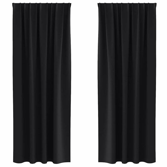 Verdunkelungs-Vorhänge mit Ringen 2 pcs Schwarz 260 x 140 cm