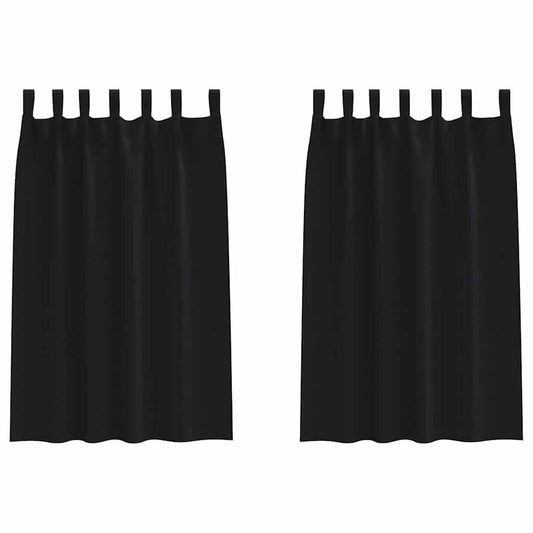Verdunkelungs-Vorhänge mit Ringen 2 pcs Schwarz 175 x 140 cm