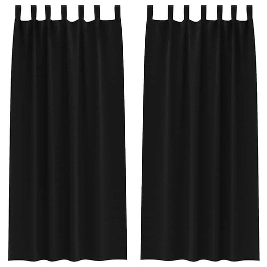 Verdunkelungs-Vorhänge mit Ringen 2 pcs Schwarz 260 x 140 cm