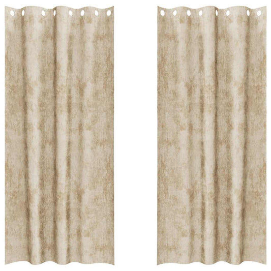 Samtvorhänge mit Vorhängen 2 pcs Creme 260 x 140 cm Samt