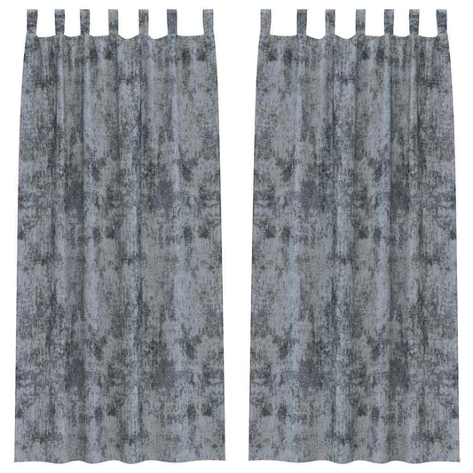 Samtvorhänge mit Vorhängen 2 pcs Silber Grau 225 x 140 cm Samt