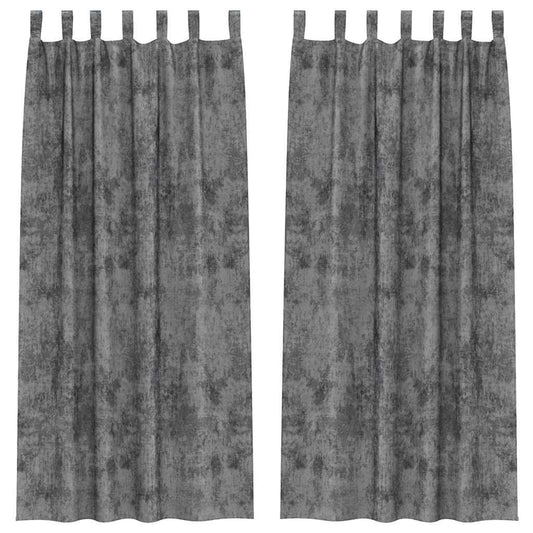 Samtvorhänge mit Vorhängen 2 pcs Grau 245 x 140 cm Samt