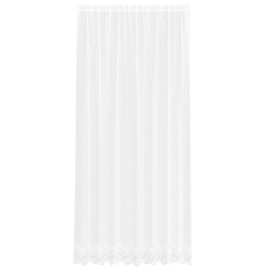 Spitzenvorhang mit Vorhängen Floral Weiß 300 x 200 cm Polyester