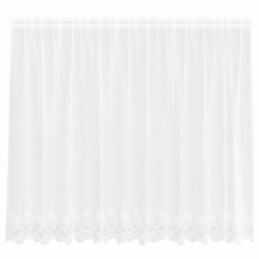Spitzenvorhang mit Vorhängen Floral Weiß 160 x 300 cm Polyester