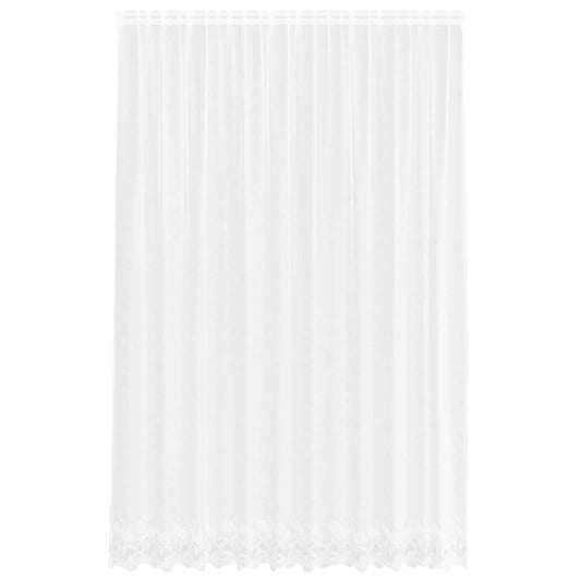 Spitzenvorhang mit Vorhängen Floral Weiß 260 x 300 cm Polyester