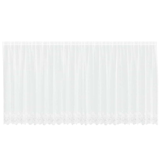 Spitzenvorhang mit Vorhängen Floral Weiß 140 x 500 cm Polyester