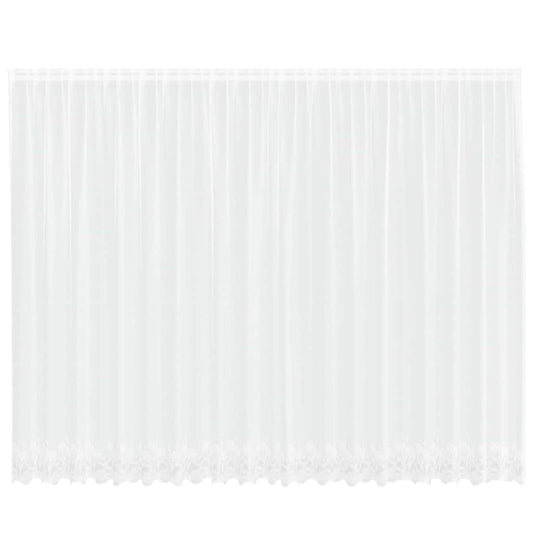 Spitzenvorhang mit Vorhängen Floral Weiß 245 x 500 cm Polyester