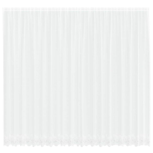 Spitzenvorhang mit Vorhängen Floral Weiß 280 x 500 cm Polyester