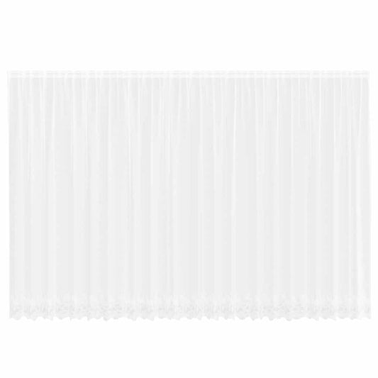 Spitzenvorhang mit Vorhängen Floral Weiß 240 x 600 cm Polyester